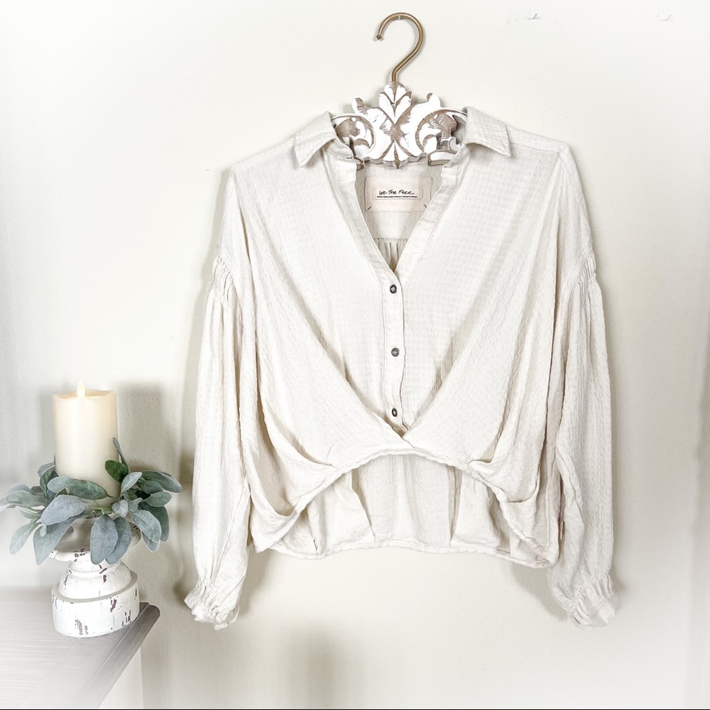 Free People Rockaway Ivory Solid Top / Shirt
